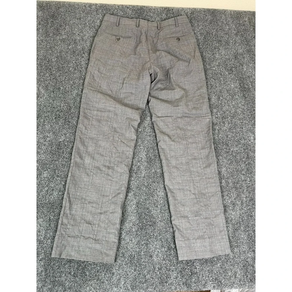 J.Hilburn Reda European Fit Super 130'sWool Dress Pants Men's Gray Check Size 34